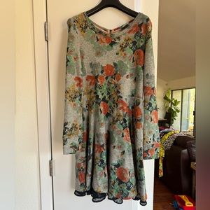 Anthropologie Saturday Sunday gray floral swing dress